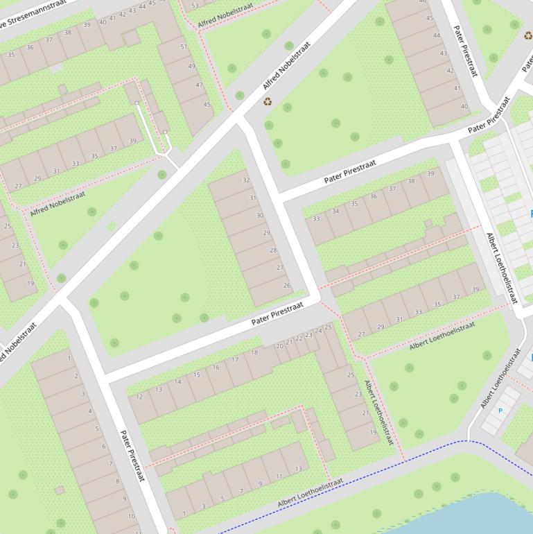 Kaart van de Pater Pirestraat.