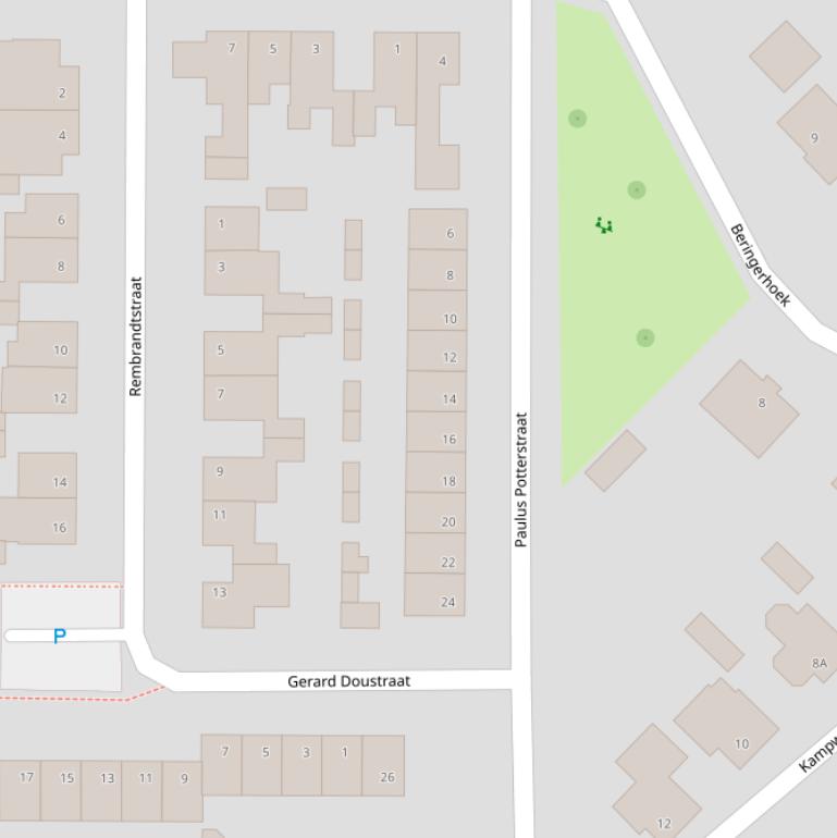 Kaart van de Paulus Potterstraat.