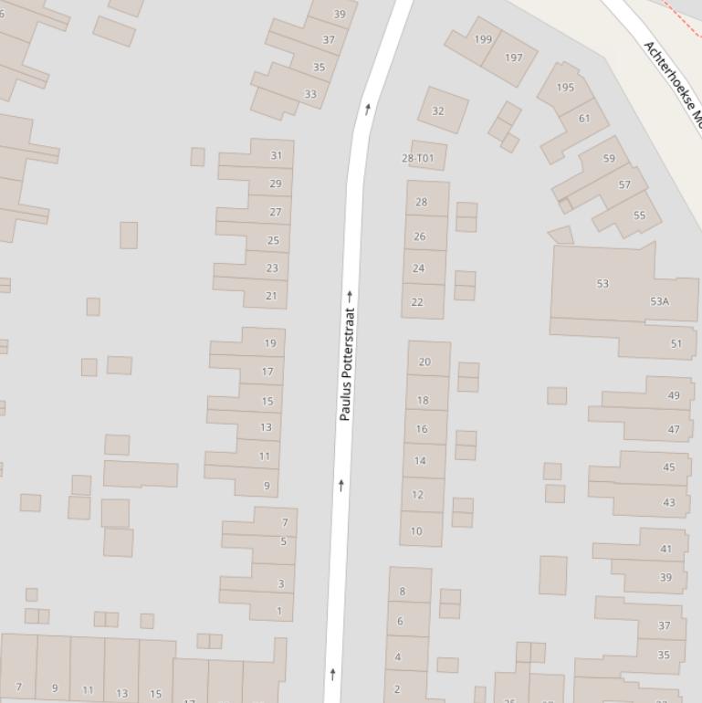 Kaart van de Paulus Potterstraat.