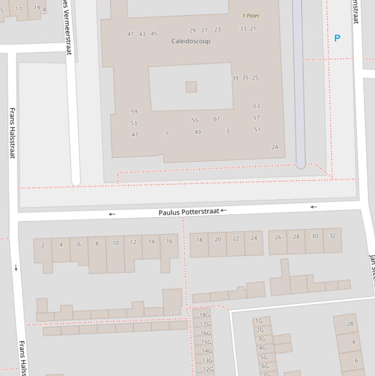 Kaart van de Paulus Potterstraat.