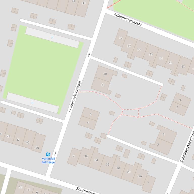 Kaart van de Pelsmakersstraat.