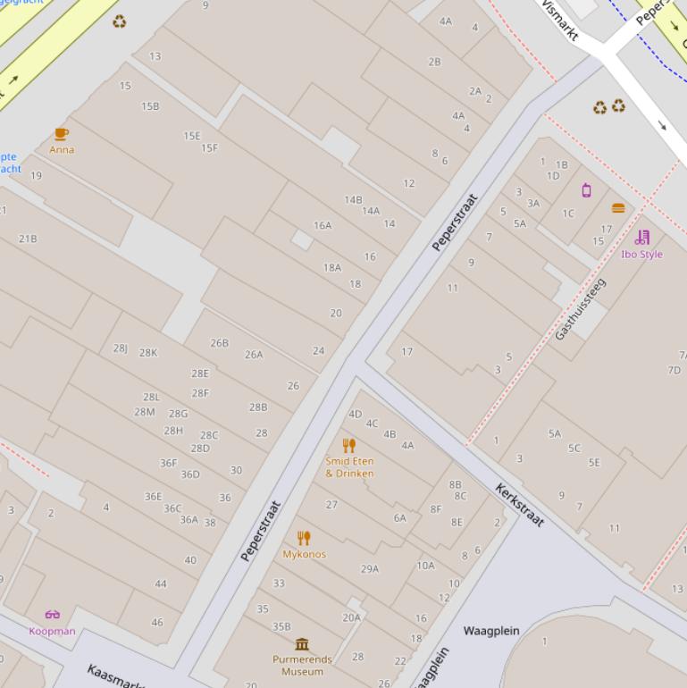 Kaart van de Peperstraat.