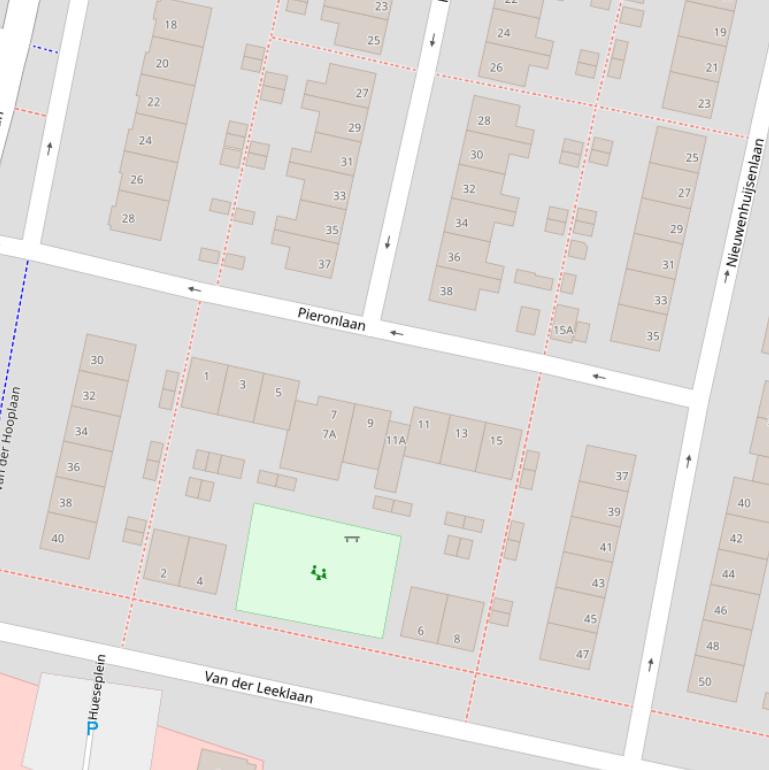 Kaart van de Pieronlaan.