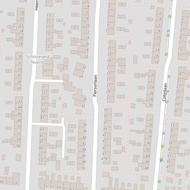 Kaart van de Piersonlaan.