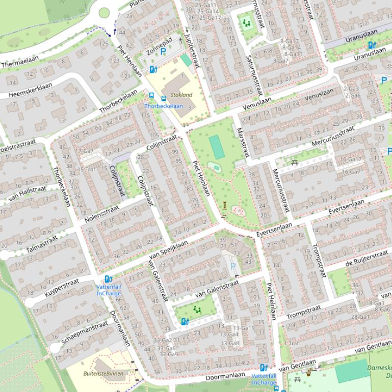 Kaart van de Piet Heinlaan.