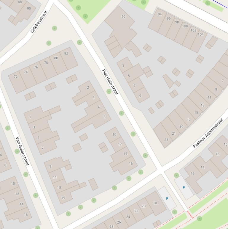 Kaart van de Piet Heinstraat.