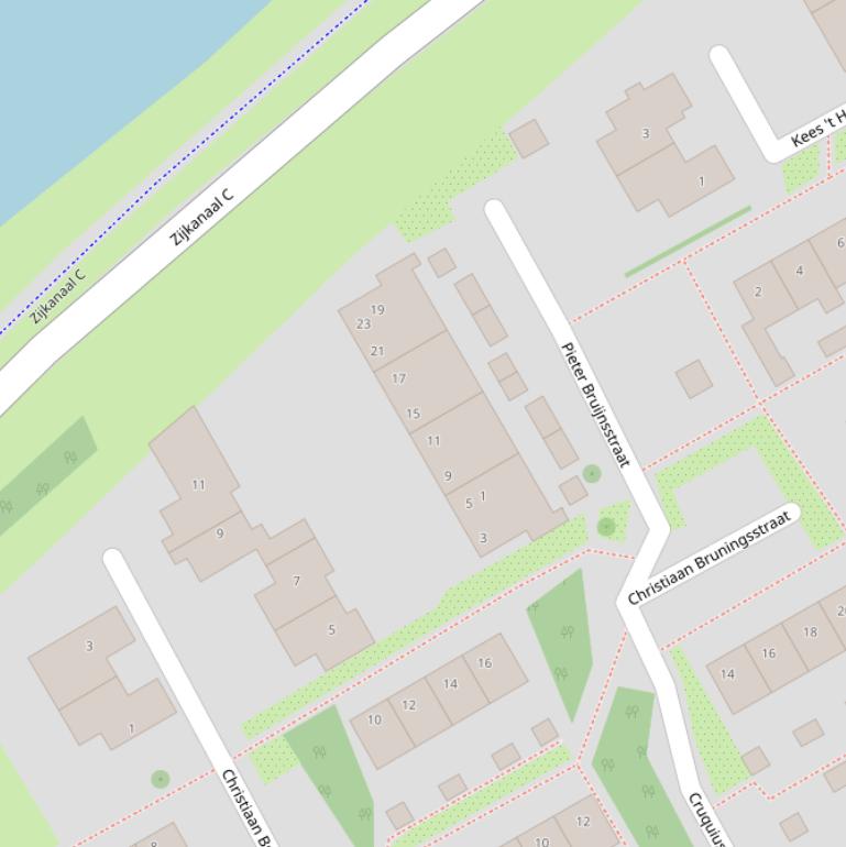 Kaart van de Pieter Bruijnsstraat.