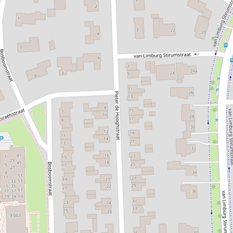 Kaart van  Pieter de Hooghstraat.