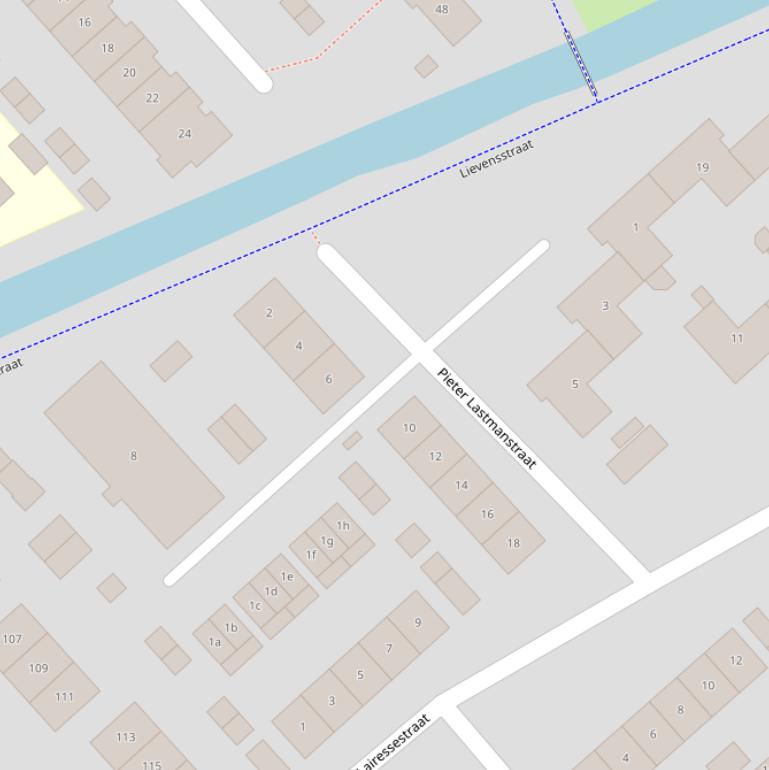 Kaart van de Pieter Lastmanstraat.