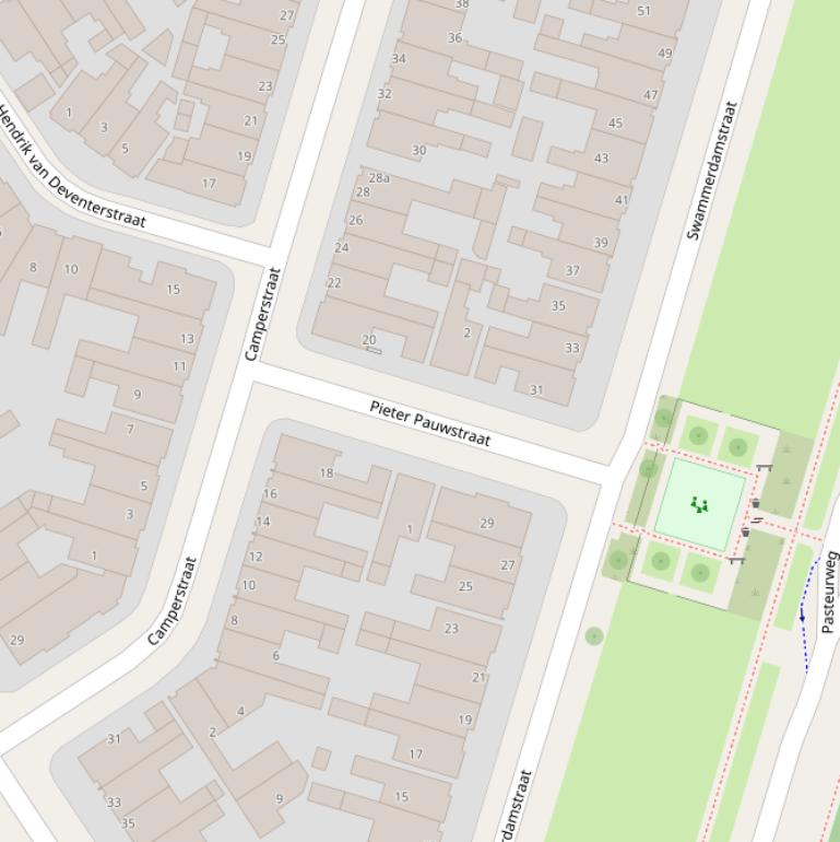 Kaart van de Pieter Pauwstraat.