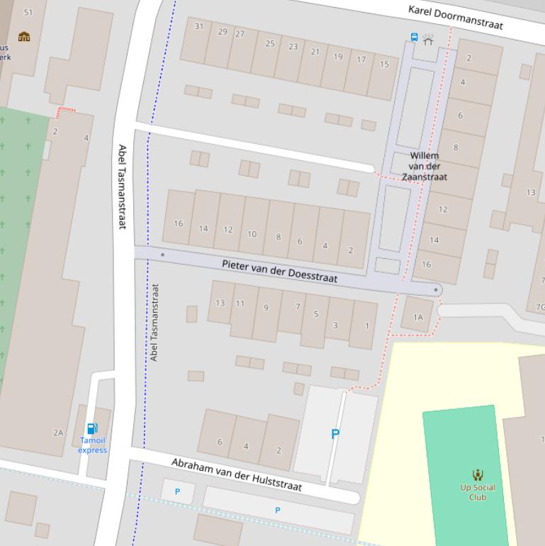 Kaart van de Pieter van der Doesstraat.