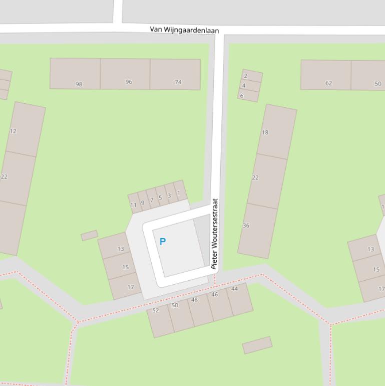 Kaart van de Pieter Woutersestraat.