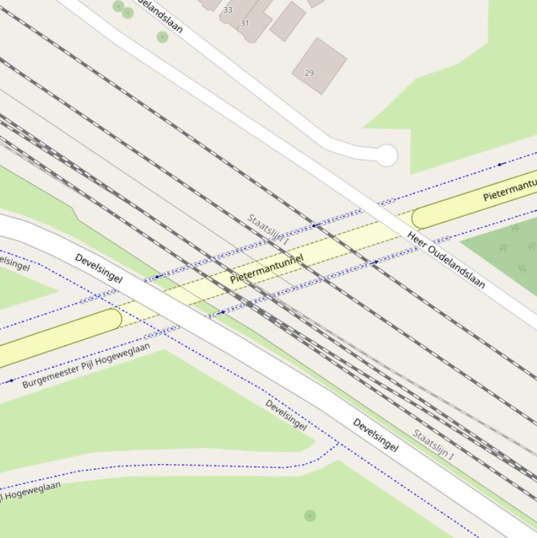 Kaart van de Pietermantunnel.