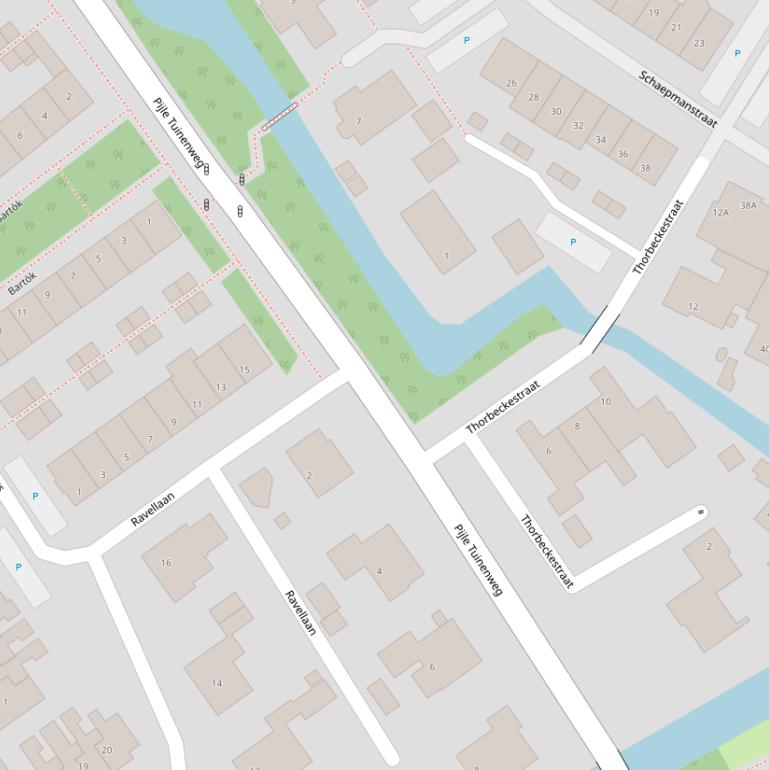 Kaart van de Pijle Tuinenweg.