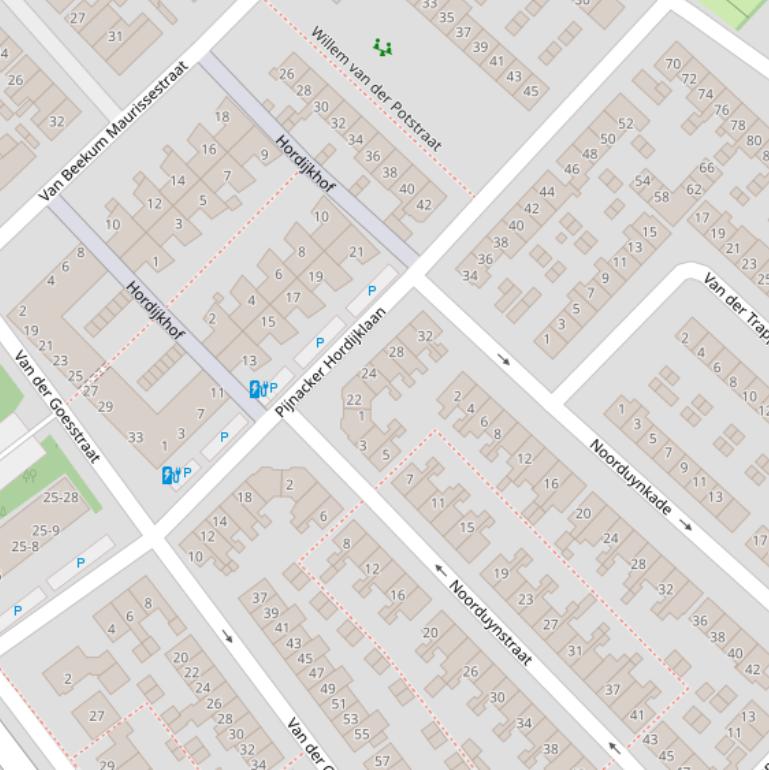 Kaart van de Pijnacker Hordijklaan.