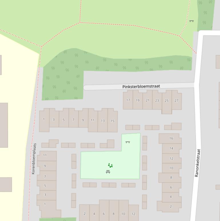 Kaart van de Pinksterbloemstraat.