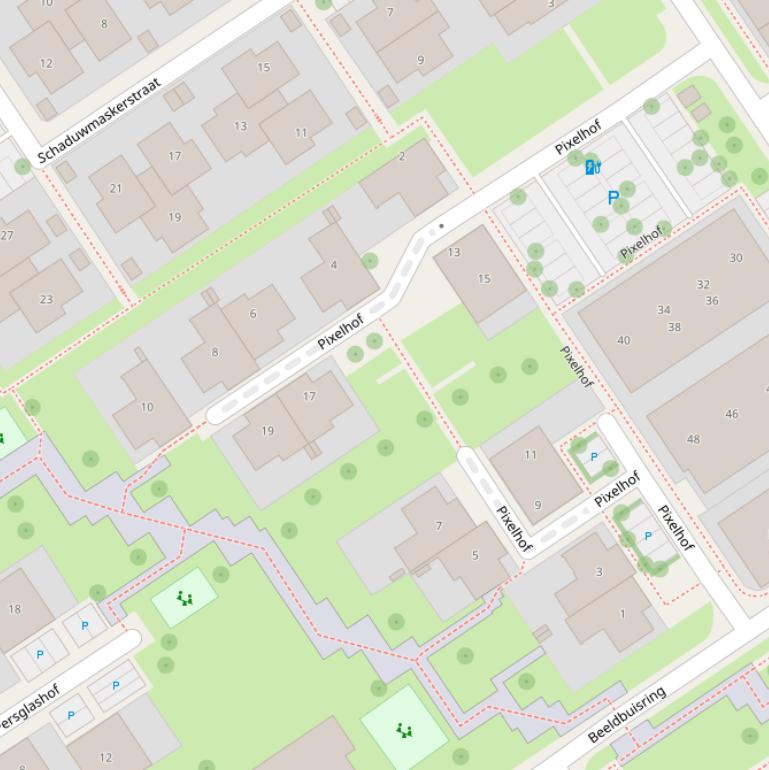 Kaart van de Pixelhof.