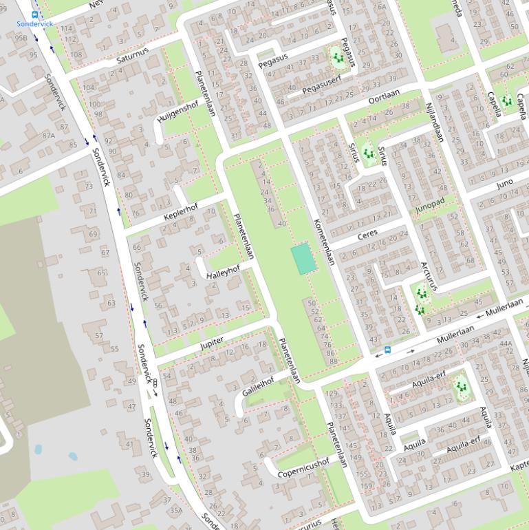 Kaart van de Planetenlaan.