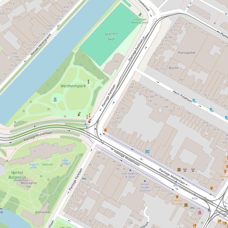 Kaart van de Plantage Parklaan.