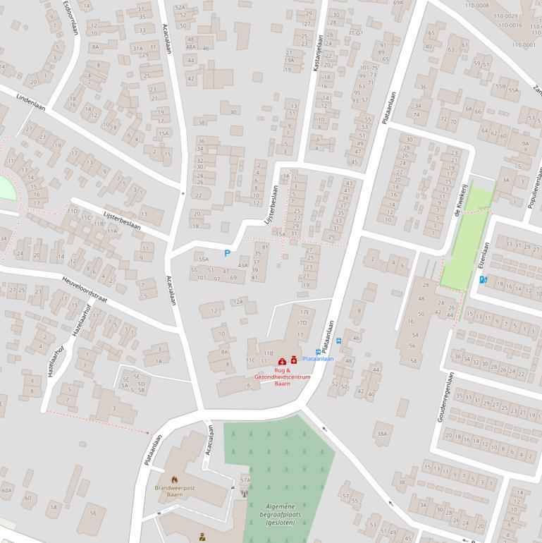 Kaart van de Plataanlaan.