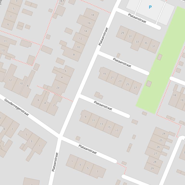 Kaart van de Plataanstraat.