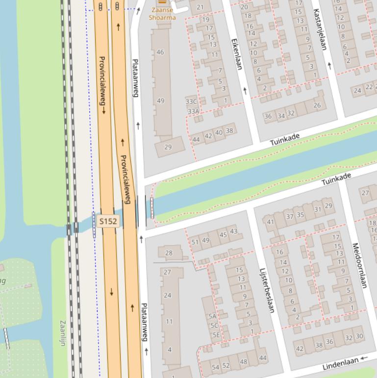 Kaart van de Plataanweg.