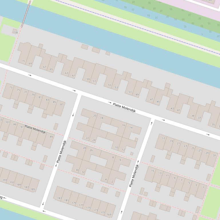 Kaart van de Platte Molendijk.