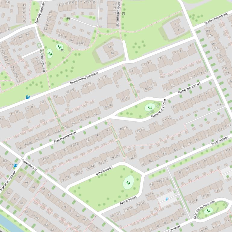 Kaart van de Plattenborgstraat.