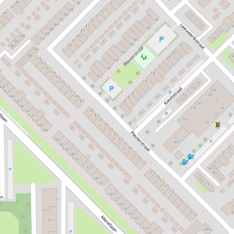 Kaart van de Plevierstraat.