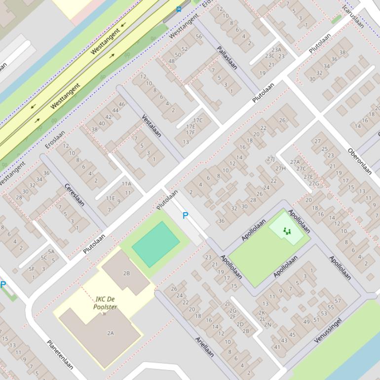 Kaart van de Plutolaan.