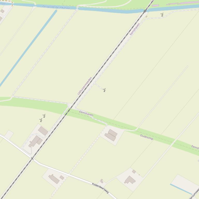 Kaart van de Polderdwarsweg.