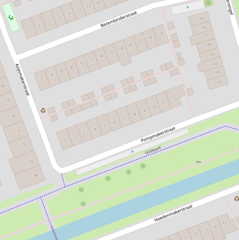 Kaart van de Pompmakerstraat.