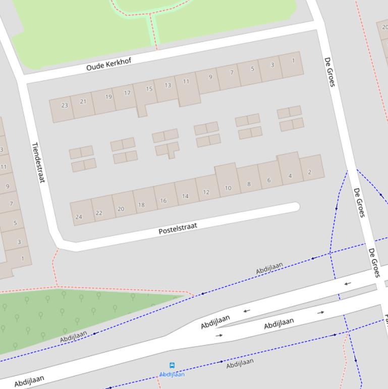 Kaart van de Postelstraat.