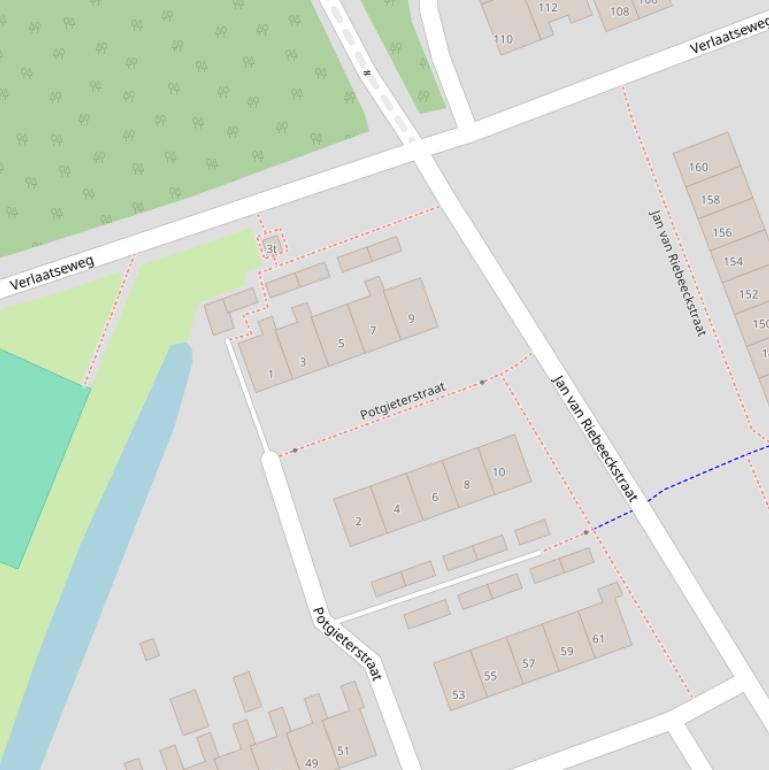 Kaart van de Potgieterstraat.