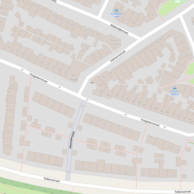 Kaart van de Potgieterstraat.