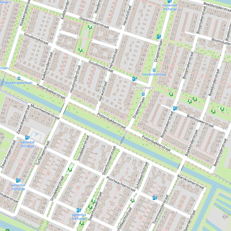 Kaart van de Pottenbakkerstraat.