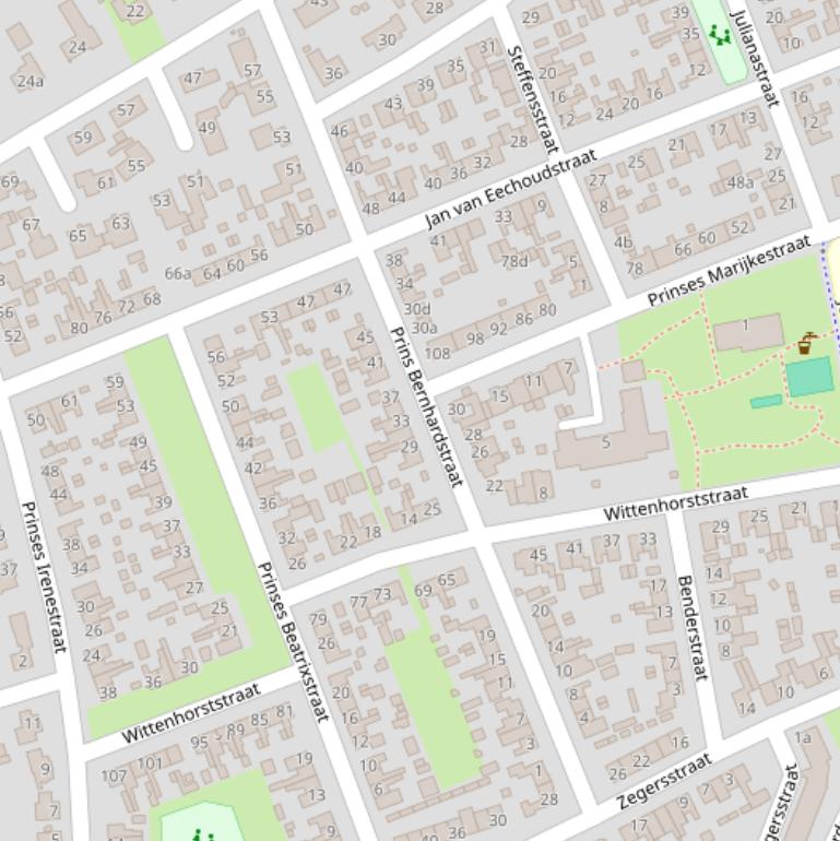 Kaart van de Pr. Bernhardstraat.