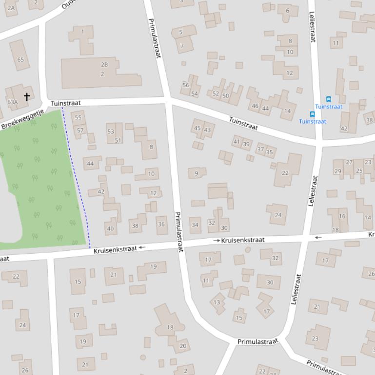 Kaart van de Primulastraat.