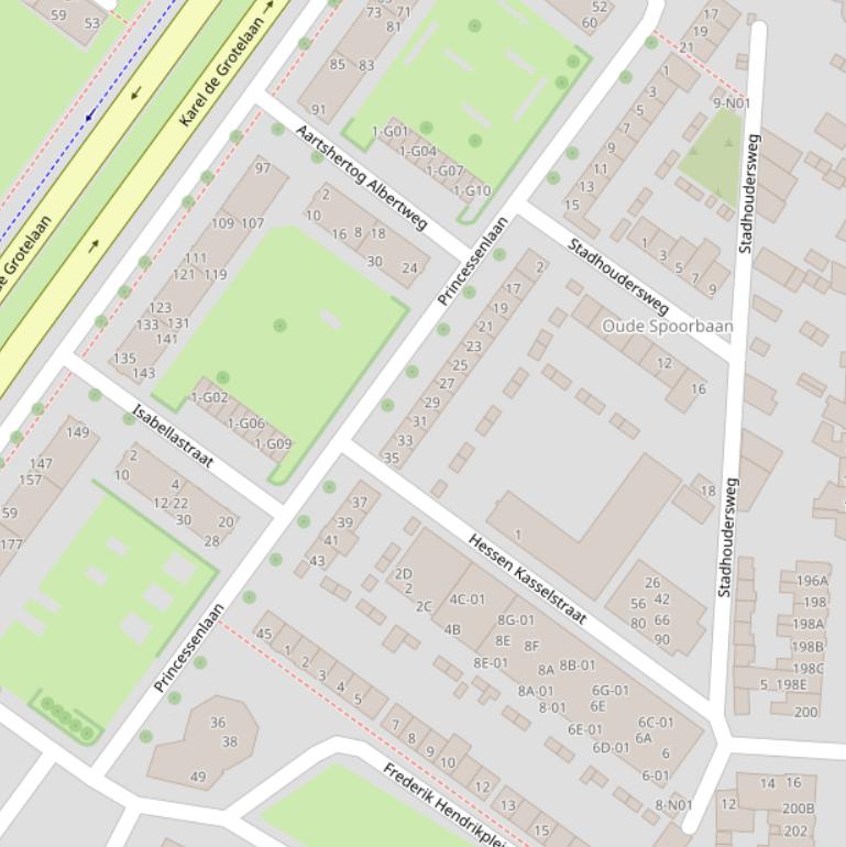 Kaart van de Princessenlaan.