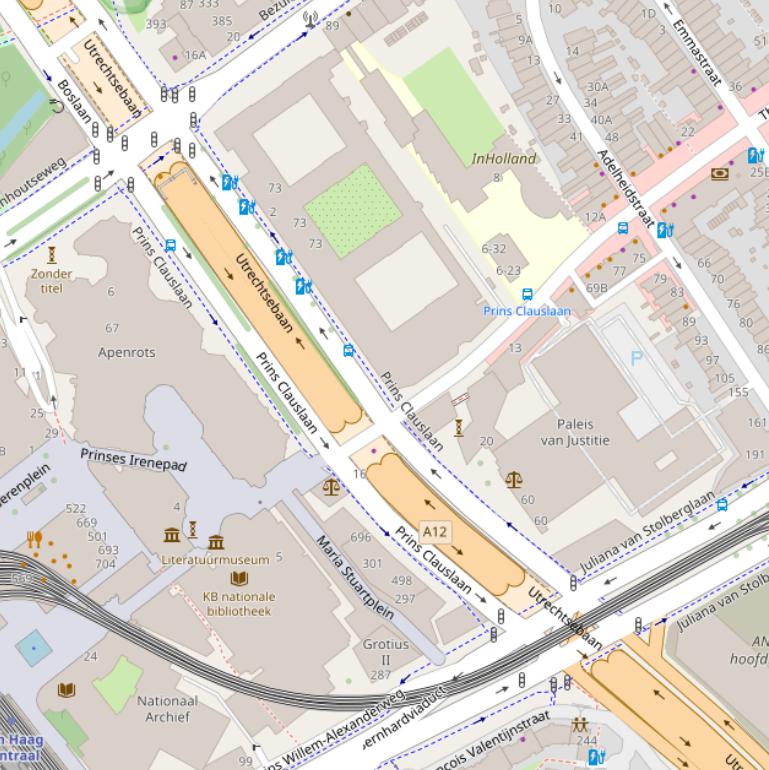 Kaart van de Prins Clauslaan.