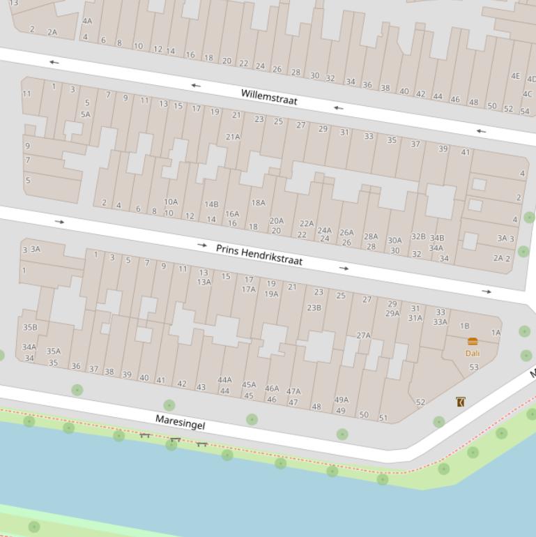 Kaart van de Prins Hendrikstraat.