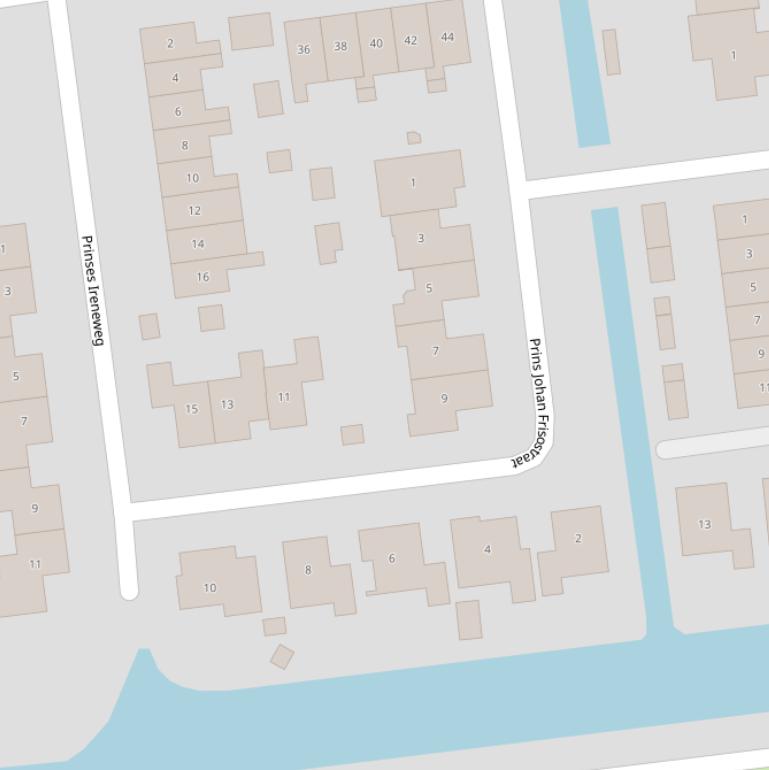 Kaart van de Prins Johan Frisostraat.