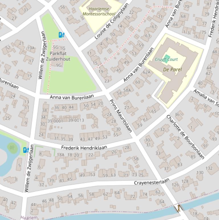 Kaart van de Prins Mauritslaan.