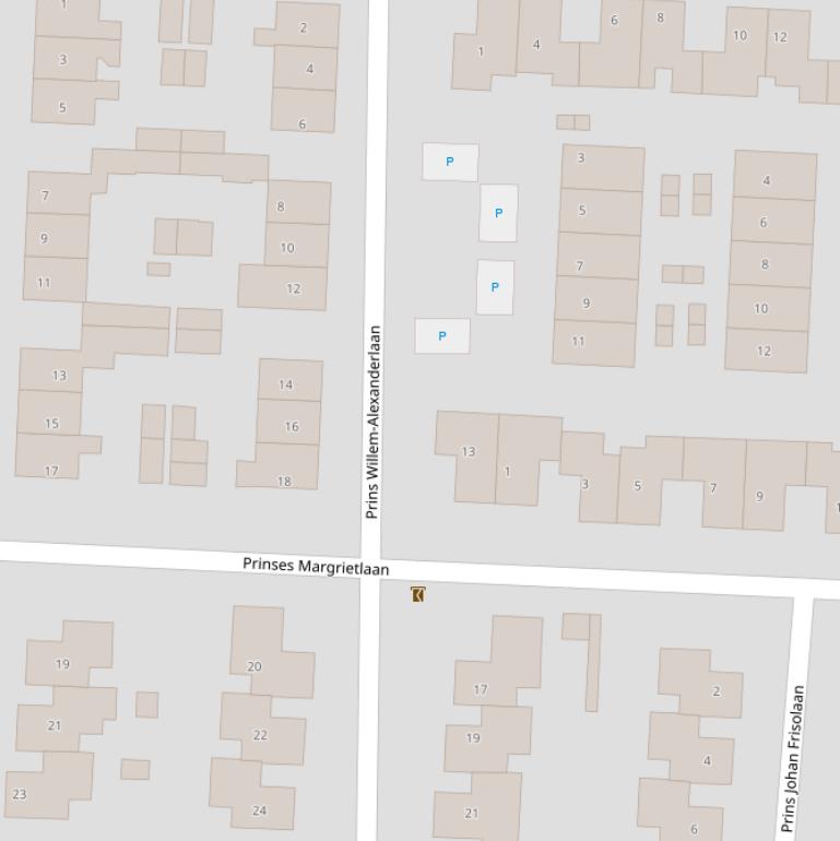 Kaart van de Prins Willem-Alexanderlaan.