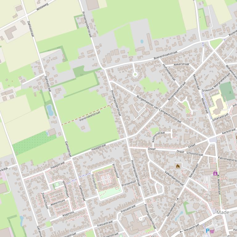 Kaart van de Prinsenpolderstraat.