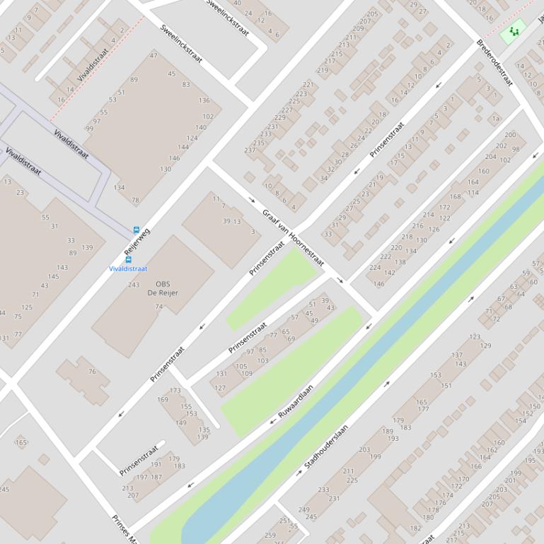 Kaart van de Prinsenstraat.