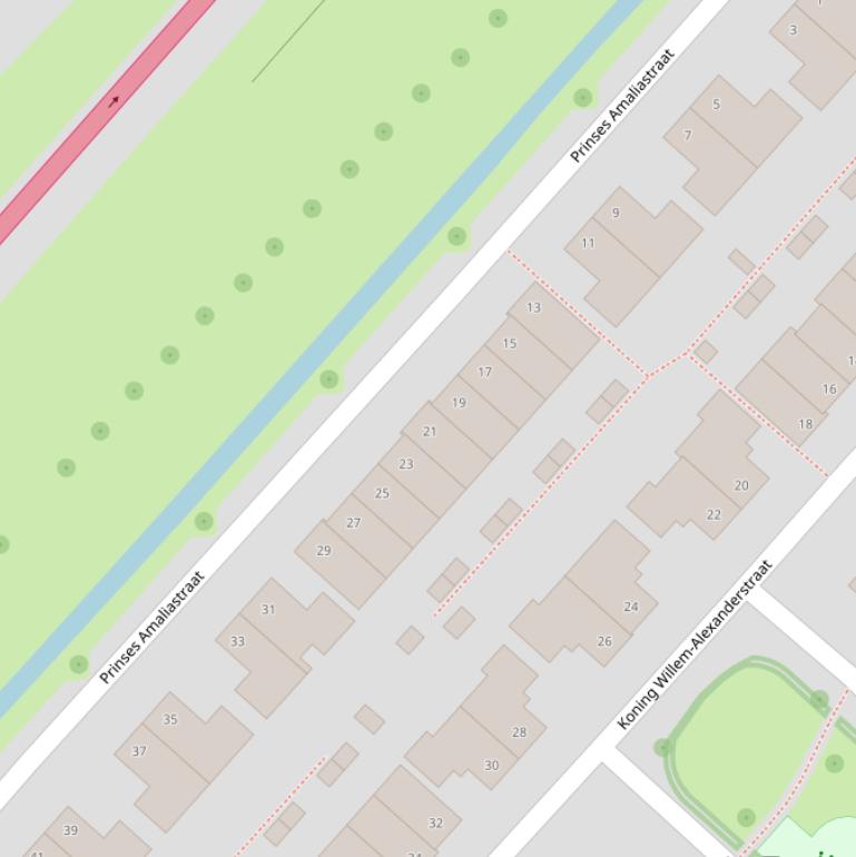 Kaart van de Prinses Amaliastraat.