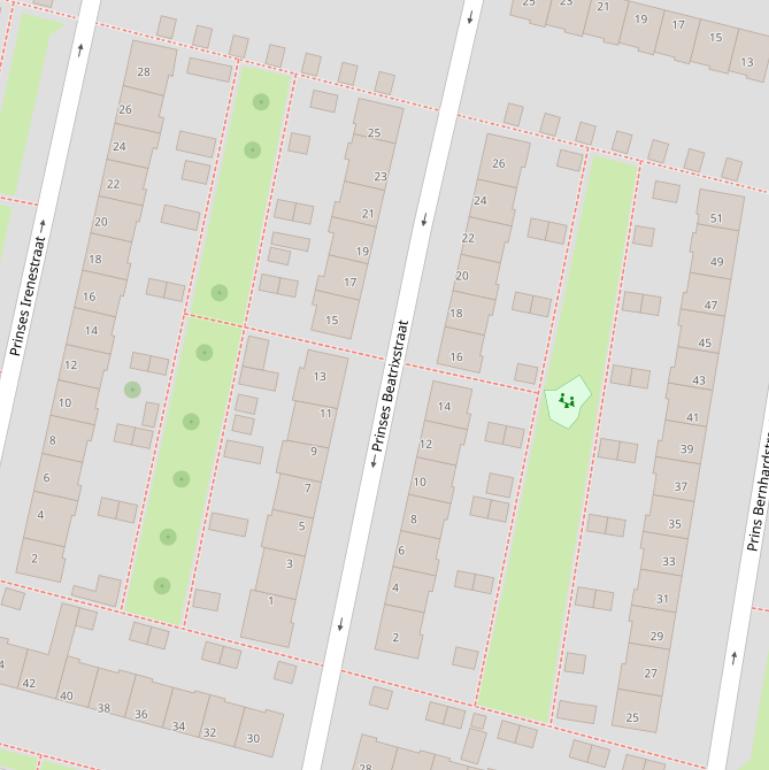 Kaart van de Prinses Beatrixstraat.