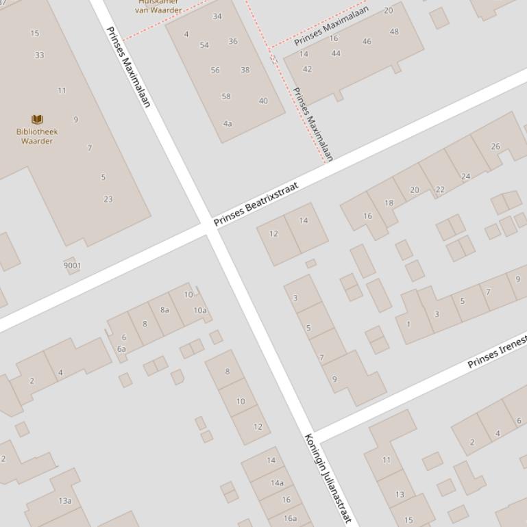 Kaart van de Prinses Beatrixstraat.