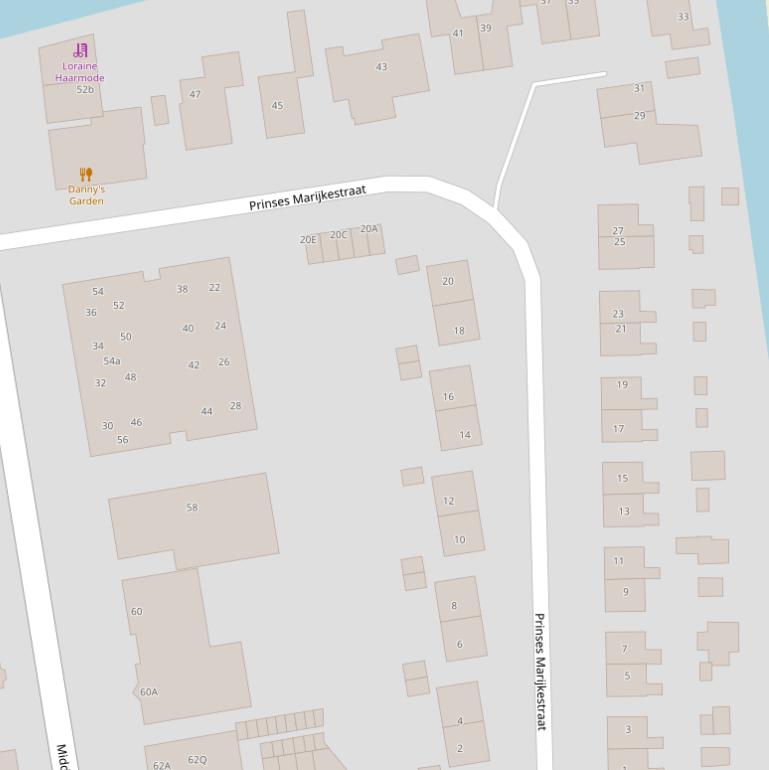 Kaart van de Prinses Marijkestraat.